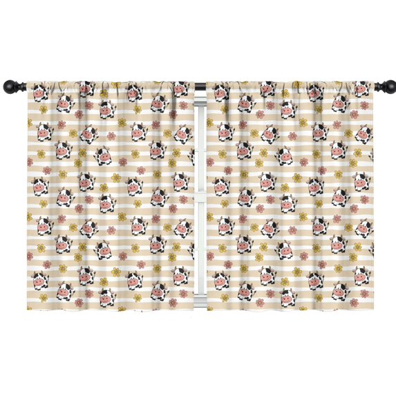 Blackout Kids Curtains,Beige Cow Flower Pattern Childrens Insulated Curtains Set Of 2,Bedroom Essentials,Toddler Room Decor 42x54in(106x137cm)