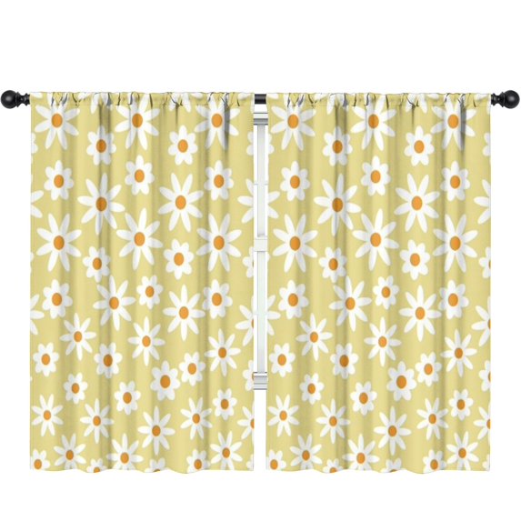 Blackout Kids Curtains,Beige Daisy Flower White Blooms Pattern Childrens Insulated Curtains Set Of 2,Bedroom Essentials,Toddler Room Decor 52"x84"