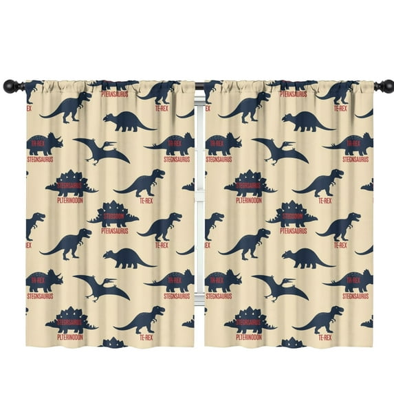 Blackout Kids Curtains,Beige Dinosaurs Names Pattern Childrens Insulated Curtains Set Of 2,Bedroom Essentials,Toddler Room Decor 42"x63"