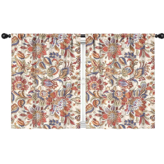 Blackout Kids Curtains,Beige Floral and Paisley Pattern Childrens Insulated Curtains Set Of 2,Bedroom Essentials,Toddler Room Decor 42x54in(106x137cm)