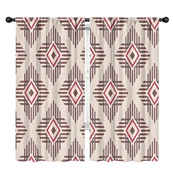 Blackout Kids Curtains,Beige Geometric Diamond Striped Pattern Childrens Insulated Curtains Set Of 2,Bedroom Essentials,Toddler Room Decor 42x84in(106x213cm)