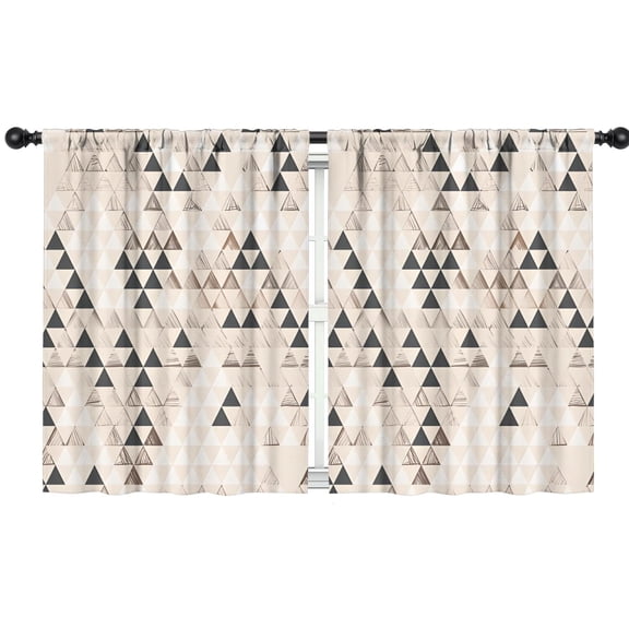 Blackout Kids Curtains,Beige Geometric Triangle Pattern Childrens Insulated Curtains Set Of 2,Bedroom Essentials,Toddler Room Decor 42x54in(106x137cm)