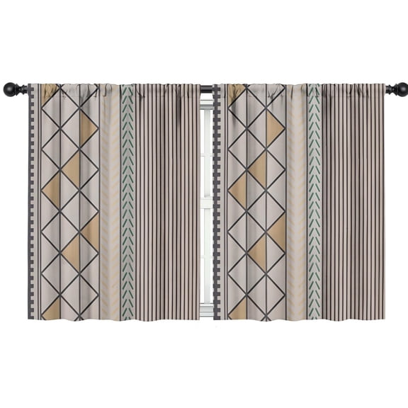 Blackout Kids Curtains,Beige Geometric Triangle Stripe Pattern Childrens Insulated Curtains Set Of 2,Bedroom Essentials,Toddler Room Decor 42x54in(106x137cm)