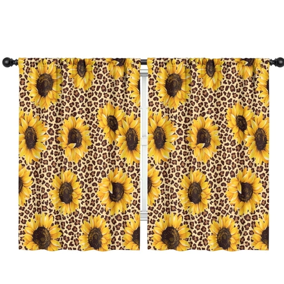 Blackout Kids Curtains,Beige Leopard Sunflower Pattern Childrens Insulated Curtains Set Of 2,Bedroom Essentials,Toddler Room Decor 42"x63"
