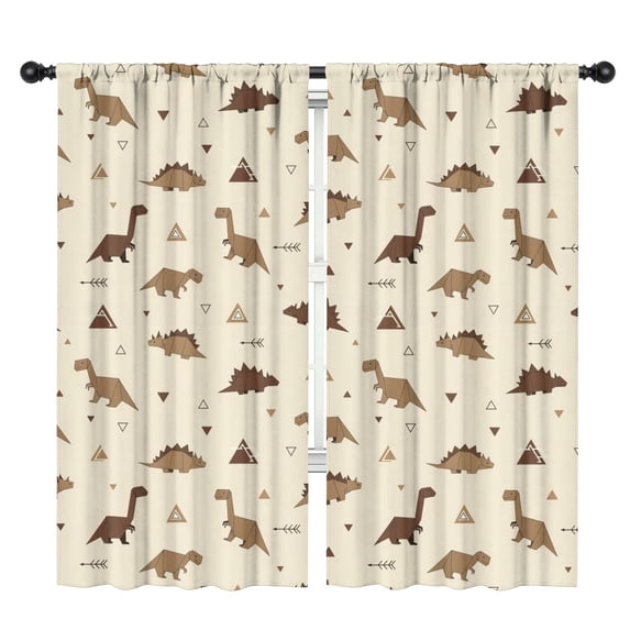 Blackout Kids Curtains,Beige Origami Dinosaurs Pattern Childrens Insulated Curtains Set Of 2,Bedroom Essentials,Toddler Room Decor 42"x84"