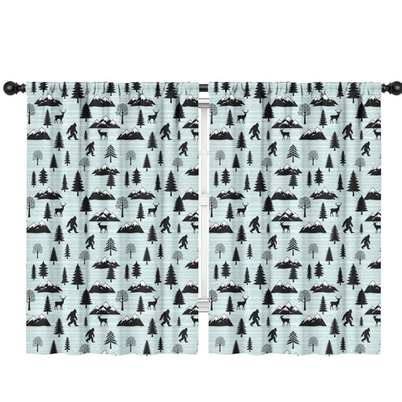 Blackout Kids Curtains,Bigfoot and Mountain Blue Pattern Children's Insulated Curtains Set Of 2,Bedroom Essentials,Toddler Room Decor 42"x63"