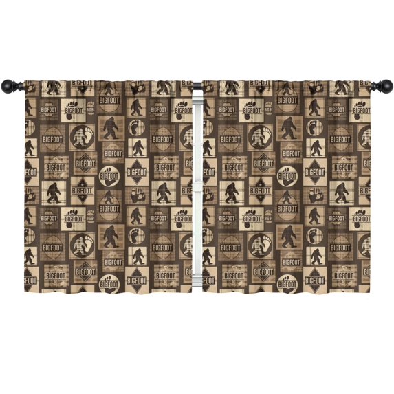 Blackout Kids Curtains,Bigfoot and Paw Print Brown Pattern Children's Insulated Curtains Set Of 2,Bedroom Essentials,Toddler Room Decor 52"x63"