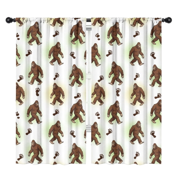 Blackout Kids Curtains,Bigfoot and Paw Print White Pattern Children's Insulated Curtains Set Of 2,Bedroom Essentials,Toddler Room Decor 42"x84"