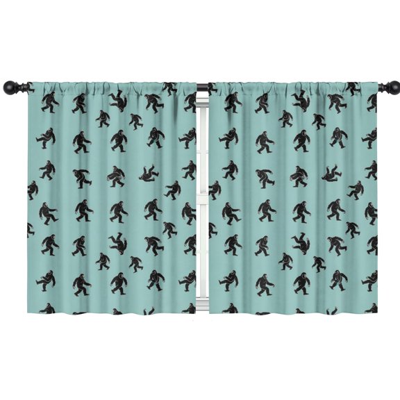 Blackout Kids Curtains,Bigfoot and Pose Teal Pattern Children's Insulated Curtains Set Of 2,Bedroom Essentials,Toddler Room Decor 42"x54"