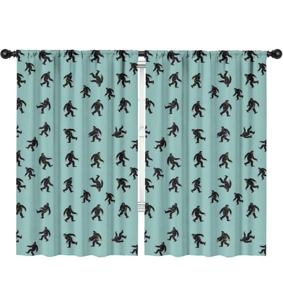 Blackout Kids Curtains,Bigfoot and Pose Teal Pattern Children's Insulated Curtains Set Of 2,Bedroom Essentials,Toddler Room Decor 52"x84"