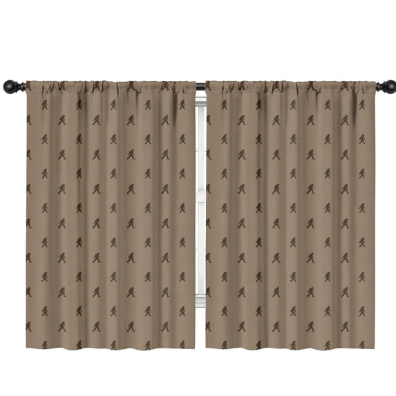 Blackout Kids Curtains,Bigfoot and Silhouette Brown Pattern Children's Insulated Curtains Set Of 2,Bedroom Essentials,Toddler Room Decor 42"x63"