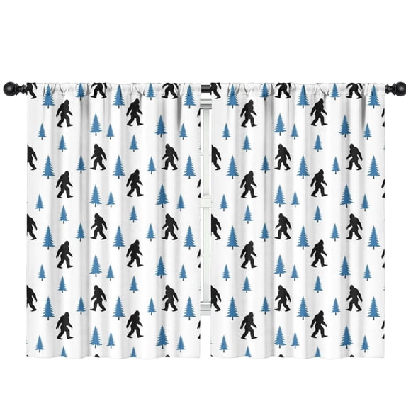 Blackout Kids Curtains,Bigfoot and Silhouette White Pattern Children's Insulated Curtains Set Of 2,Bedroom Essentials,Toddler Room Decor 42"x63"
