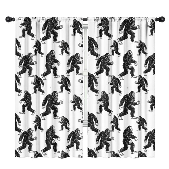 Blackout Kids Curtains,Bigfoot and Silhouette White Pattern Children's Insulated Curtains Set Of 2,Bedroom Essentials,Toddler Room Decor 42"x84"