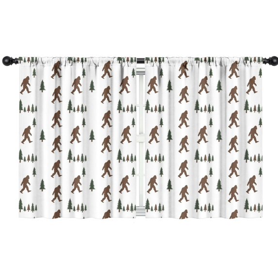 Blackout Kids Curtains,Bigfoot and Tree White Pattern Children's Insulated Curtains Set Of 2,Bedroom Essentials,Toddler Room Decor 42"x54"