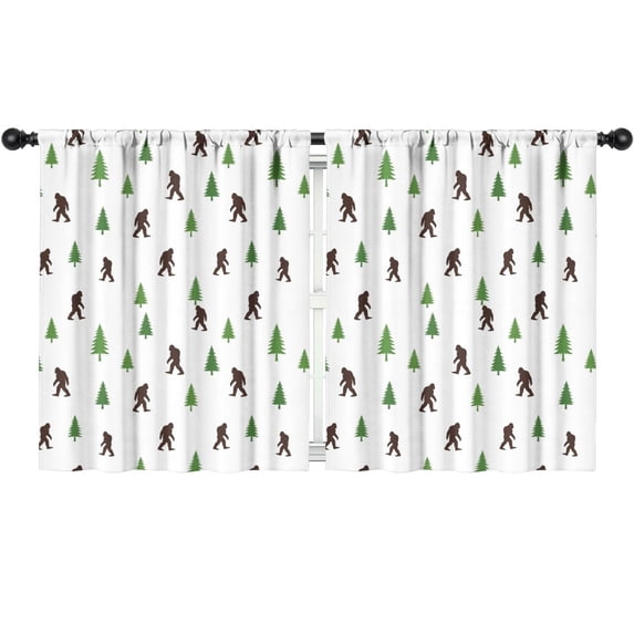 Blackout Kids Curtains,Bigfoot and Tree White Pattern Children's Insulated Curtains Set Of 2,Bedroom Essentials,Toddler Room Decor 52"x63"
