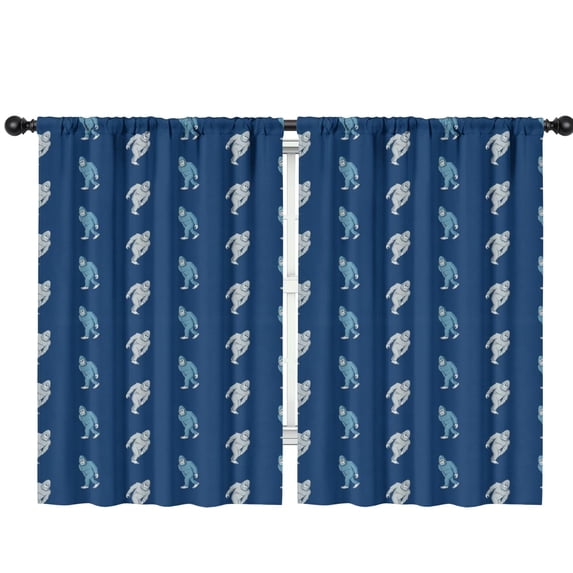 Blackout Kids Curtains,Bigfoot and Yeti Blue Pattern Children's Insulated Curtains Set Of 2,Bedroom Essentials,Toddler Room Decor 42"x63"