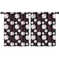 Blackout Kids Curtains,Black Baseballs and Hearts Pattern Childrens Insulated Curtains Set Of 2,Bedroom Essentials,Toddler Room Decor 42"x54"