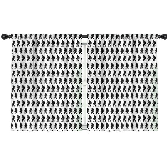 Blackout Kids Curtains,Black Bigfoot Pattern Childrens Insulated Curtains Set Of 2,Bedroom Essentials,Toddler Room Decor 42x54in(106x137cm)