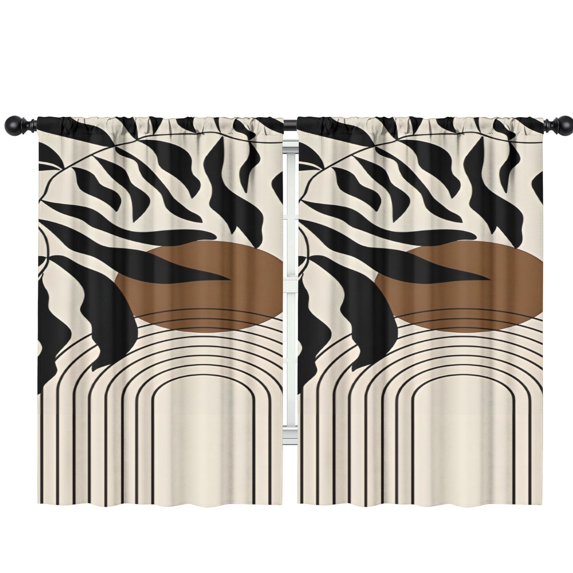 Blackout Kids Curtains,Black Boho Geometric and Plant Pattern Childrens Insulated Curtains Set Of 2,Bedroom Essentials,Toddler Room Decor 42x63in(106x160cm)