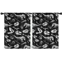 Blackout Kids Curtains,Black Cartoon Dinosaurs Skulls Skeletons Pattern Childrens Insulated Curtains Set Of 2,Bedroom Essentials,Toddler Room Decor 42"x54"