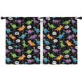 thumbnail image 1 of Blackout Kids Curtains,Black Cartoon Dinosaurs Speech Bubbles Pattern Childrens Insulated Curtains Set Of 2,Bedroom Essentials,Toddler Room Decor 42"x54", 1 of 5