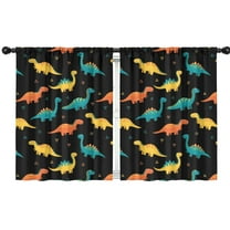 Blackout Kids Curtains,Black Colorful Dinosaurs Pattern Childrens Insulated Curtains Set Of 2,Bedroom Essentials,Toddler Room Decor 42"x54"
