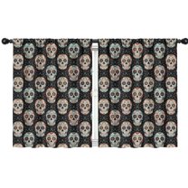 Blackout Kids Curtains,Black Colorful Skull Pattern Childrens Insulated Curtains Set Of 2,Bedroom Essentials,Toddler Room Decor 42x54in(106x137cm)