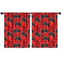 Blackout Kids Curtains,Black Controllers Games Icons Red Pattern Childrens Insulated Curtains Set Of 2,Bedroom Essentials,Toddler Room Decor 42"x54"