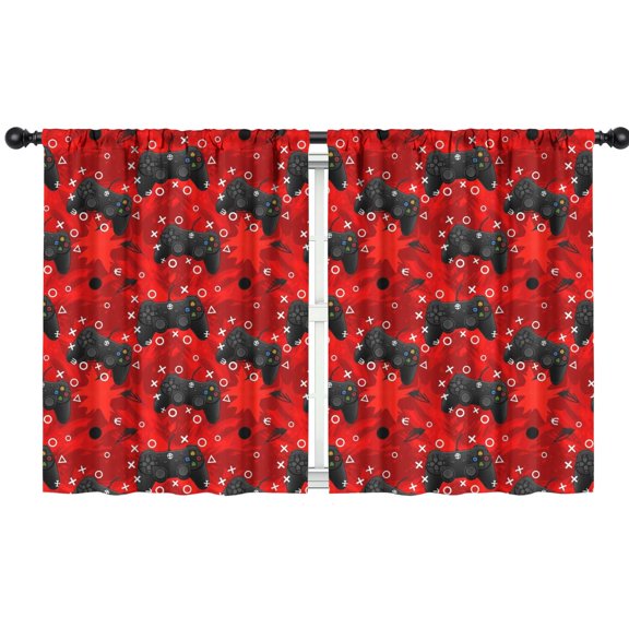 Blackout Kids Curtains,Black Controllers Games Icons Red Pattern Childrens Insulated Curtains Set Of 2,Bedroom Essentials,Toddler Room Decor 42"x54"