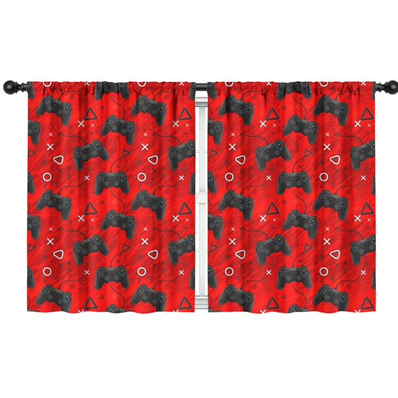 Blackout Kids Curtains,Black Controllers Games Symbols Red Pattern Childrens Insulated Curtains Set Of 2,Bedroom Essentials,Toddler Room Decor 42"x54"