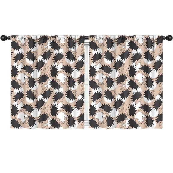 Blackout Kids Curtains,Black Cute Hedgehog Pattern Childrens Insulated Curtains Set Of 2,Bedroom Essentials,Toddler Room Decor 52"x63"