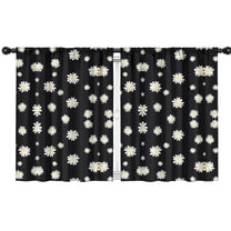Blackout Kids Curtains,Black Daisy Flower White Blooms Pattern Childrens Insulated Curtains Set Of 2,Bedroom Essentials,Toddler Room Decor 42"x54"