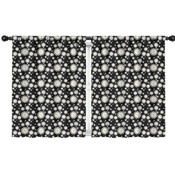 Blackout Kids Curtains,Black Daisy Flower White Blooms Pattern Childrens Insulated Curtains Set Of 2,Bedroom Essentials,Toddler Room Decor 42"x54"