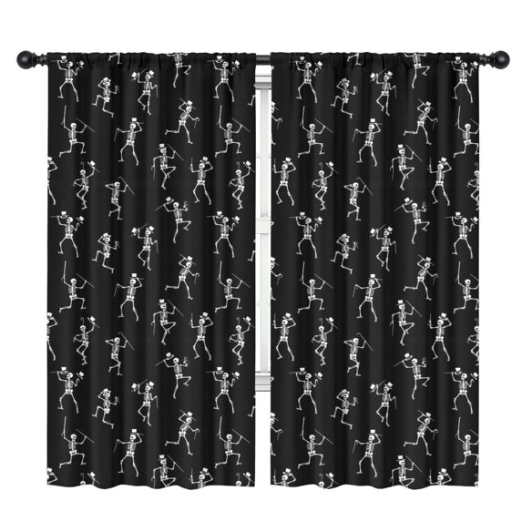 Blackout Kids Curtains,Black Dancing Skeleton Pattern Childrens Insulated Curtains Set Of 2,Bedroom Essentials,Toddler Room Decor 42x84in(106x213cm)