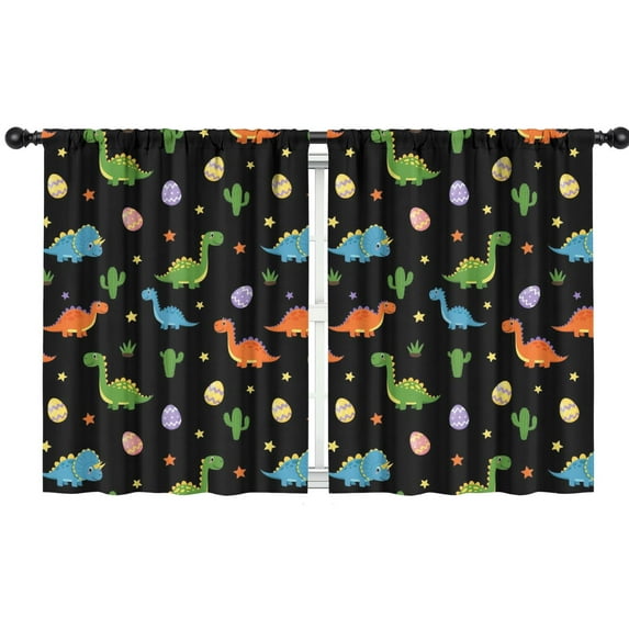 Blackout Kids Curtains,Black Dinosaurs Eggs Cacti Pattern Childrens Insulated Curtains Set Of 2,Bedroom Essentials,Toddler Room Decor 42"x54"