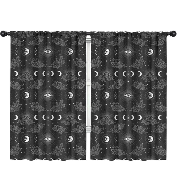 Blackout Kids Curtains,Black Eye Moon Crystal Cloud Star Pattern Childrens Insulated Curtains Set Of 2,Bedroom Essentials,Toddler Room Decor 52x84in(132x213cm)