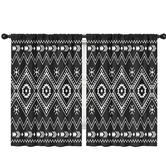 Blackout Kids Curtains,Black Geometric Striped Pattern Childrens Insulated Curtains Set Of 2,Bedroom Essentials,Toddler Room Decor 42x63in(106x160cm)