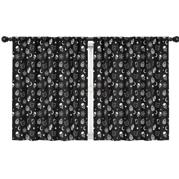 Blackout Kids Curtains,Black Gothic Skull Cat Pattern Childrens Insulated Curtains Set Of 2,Bedroom Essentials,Toddler Room Decor 42x54in(106x137cm)