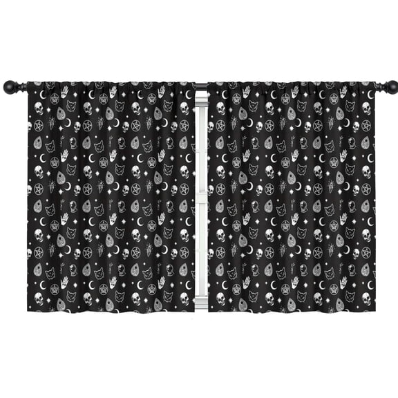Blackout Kids Curtains,Black Gothic Skull Cat Pattern Childrens Insulated Curtains Set Of 2,Bedroom Essentials,Toddler Room Decor 42x54in(106x137cm)