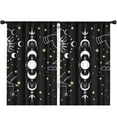 thumbnail image 1 of Blackout Kids Curtains,Black Gothic Sun Moon Hand Pattern Childrens Insulated Curtains Set Of 2,Bedroom Essentials,Toddler Room Decor 52x84in(132x213cm), 1 of 5