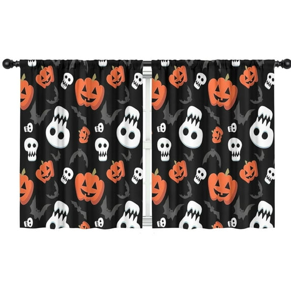 Blackout Kids Curtains,Black Halloween Pumpkin Faces Childrens Insulated Curtains Set Of 2,Bedroom Essentials,Toddler Room Decor 42"x54"