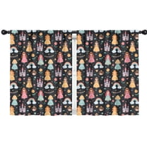 Blackout Kids Curtains,Black Princess Castle Rainbow Pattern Childrens Insulated Curtains Set Of 2,Bedroom Essentials,Toddler Room Decor 42"x54"