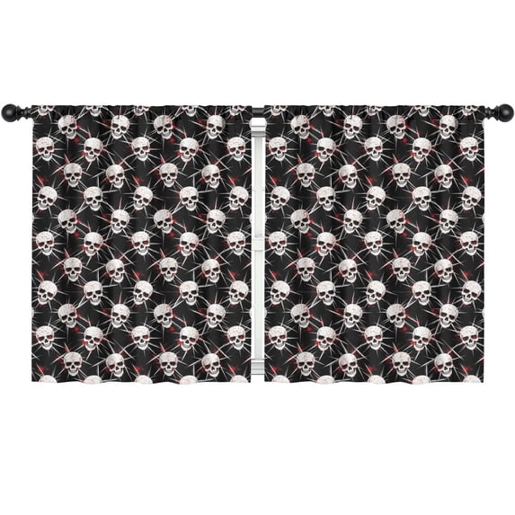 Blackout Kids Curtains,Black Red Skull Burst Pattern Childrens Insulated Curtains Set Of 2,Bedroom Essentials,Toddler Room Decor 52x63in(132x160cm)