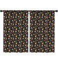 thumbnail image 1 of Blackout Kids Curtains,Black Skull Pineapple Flower Pattern Childrens Insulated Curtains Set Of 2,Bedroom Essentials,Toddler Room Decor 52x84in(132x213cm), 1 of 5