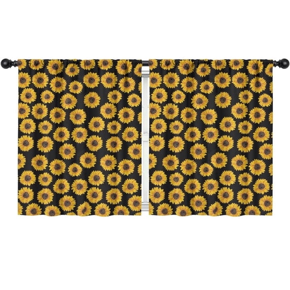 Blackout Kids Curtains,Black Sunflower Childrens Insulated Curtains Set Of 2,Bedroom Essentials,Toddler Room Decor 52x63in(132x160cm)