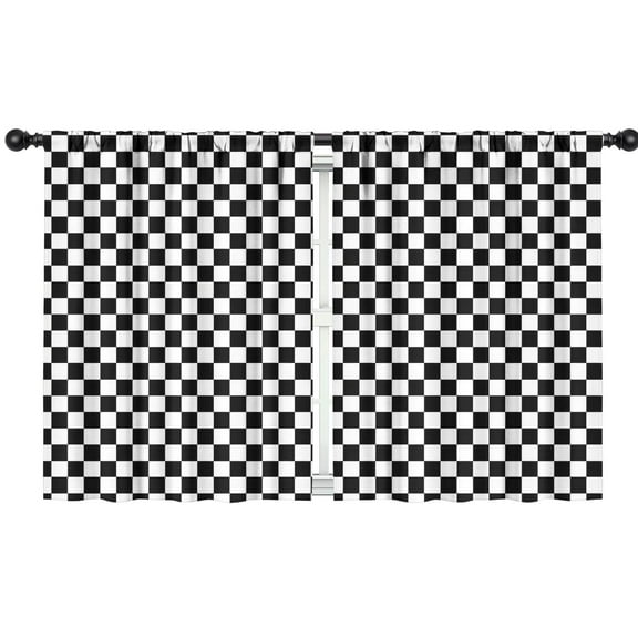 Blackout Kids Curtains,Black White Checkered Pattern Childrens Insulated Curtains Set Of 2,Bedroom Essentials,Toddler Room Decor 42"x54"