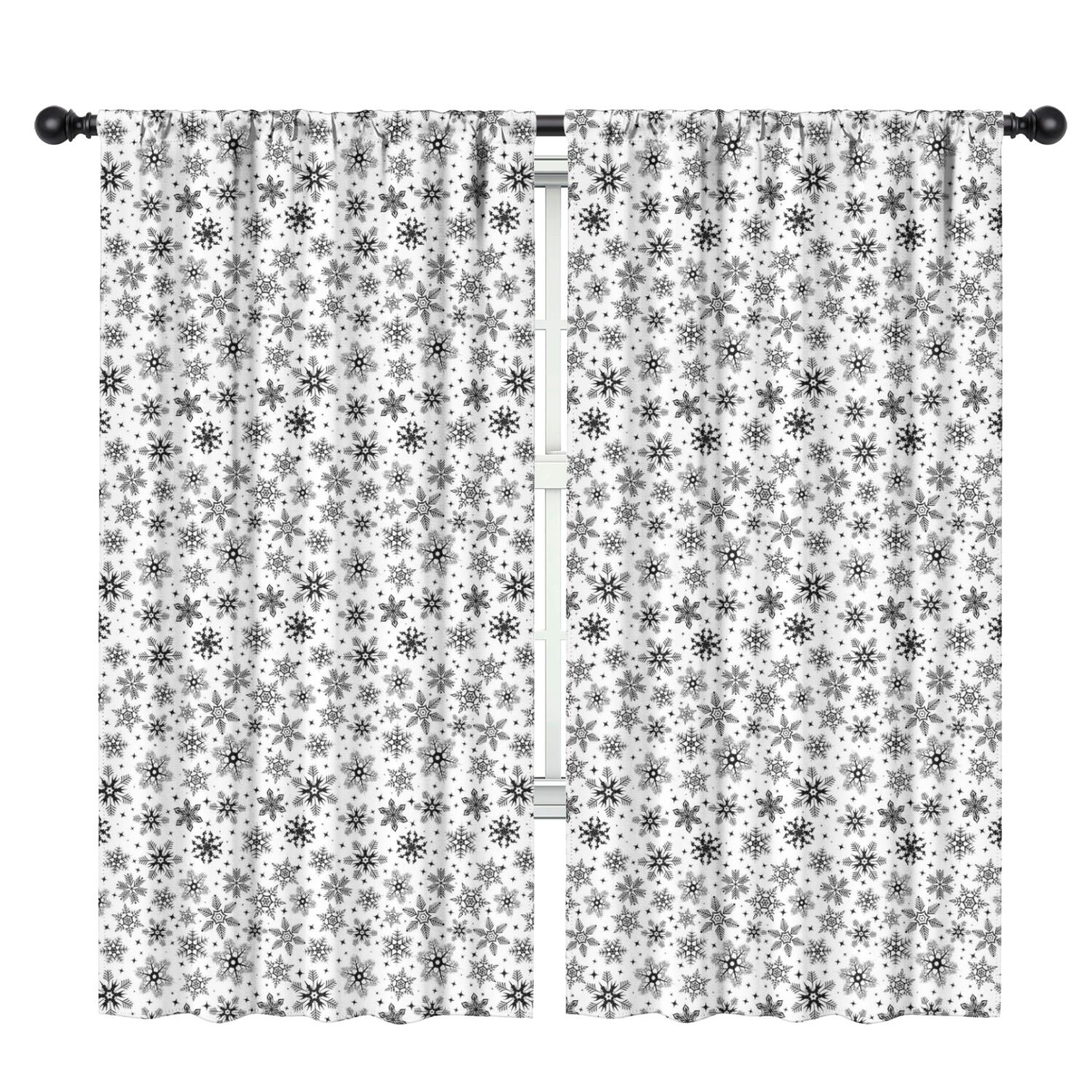 Photo inspiration: Snowflake Patterned Curtains Sets Reference: Blackout Kids Curtains Black And White Christmas Snowflake Pattern
