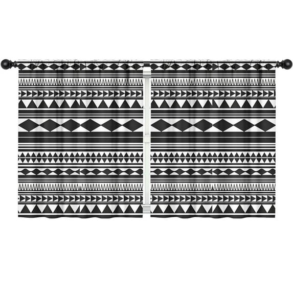 Blackout Kids Curtains,Black White Ethnic Pattern Childrens Insulated Curtains Set Of 2,Bedroom Essentials,Toddler Room Decor 52x63in(132x160cm)