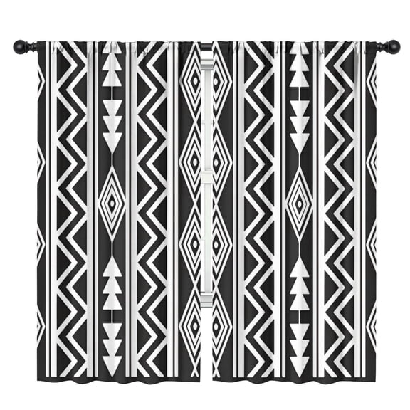 Blackout Kids Curtains,Black and White Geometric Boho Pattern Childrens Insulated Curtains Set Of 2,Bedroom Essentials,Toddler Room Decor 42x84in(106x213cm)