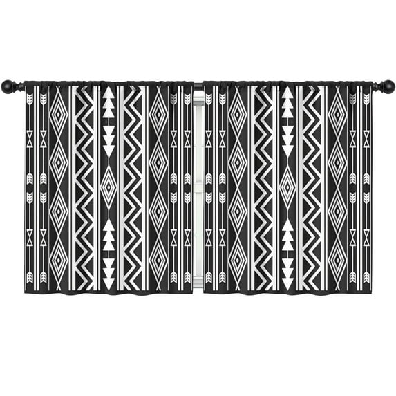 Blackout Kids Curtains,Black and White Geometric Boho Pattern Childrens Insulated Curtains Set Of 2,Bedroom Essentials,Toddler Room Decor 52x63in(132x160cm)